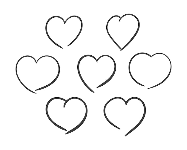 Ilustración de un conjunto de corazones