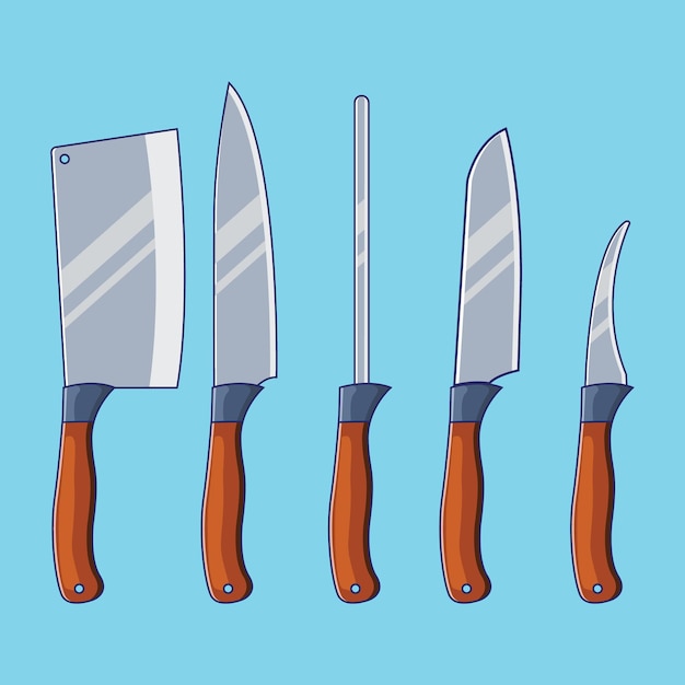 Ilustración de conjunto de cuchillo de cocina