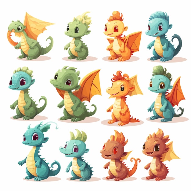 Ilustración_conjunto_de_pequeños_dragon_caracteres