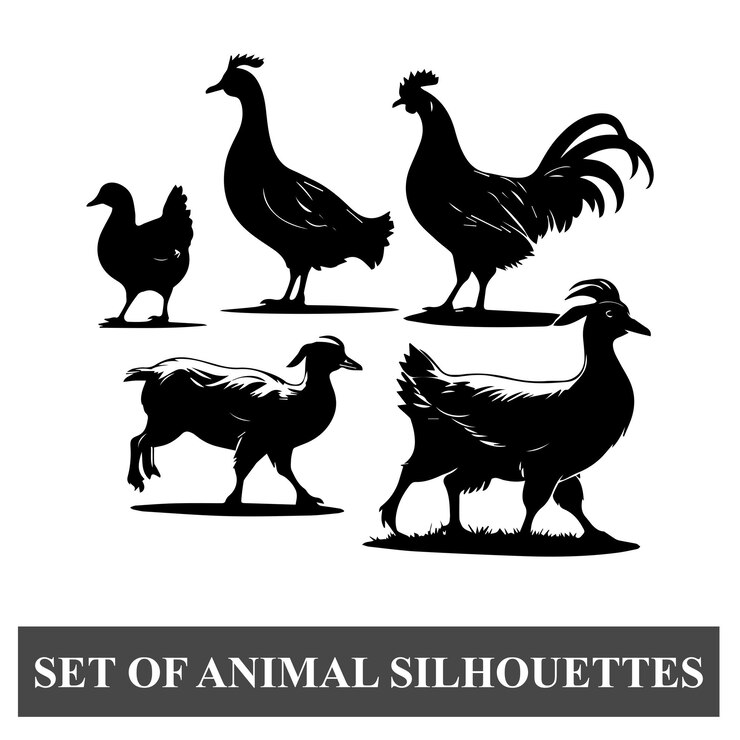 Ilustración de un conjunto de diseños modernos de siluetas de animales