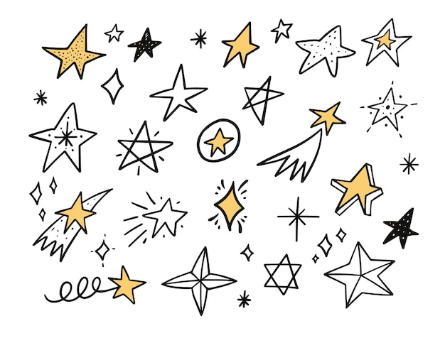 Ilustración de conjunto de doodle de estrellas