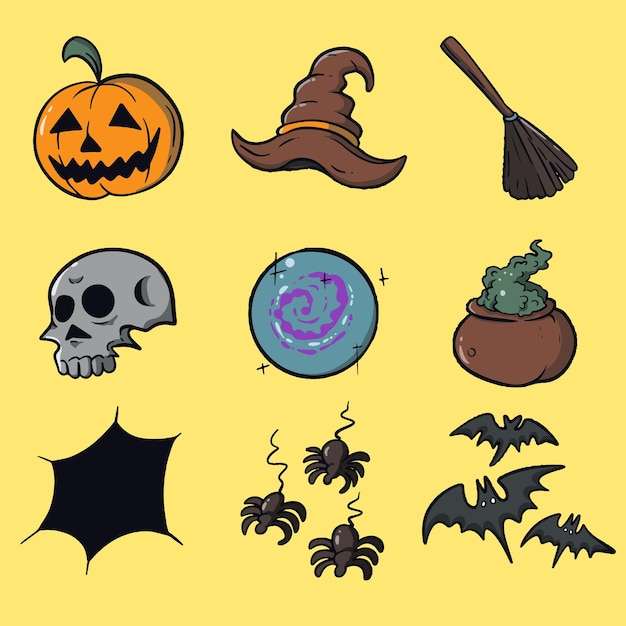 ilustración de conjunto de elementos de halloween gráfico vectorial