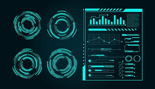 Ilustración de conjunto de elementos de hud de tecnología futurista moderna abstracta