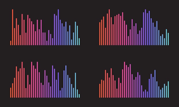 Ilustración del conjunto de gradientes de ondas de audio del ecualizador de volumen abstracto