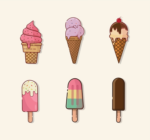 Ilustración de conjunto de helado