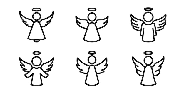 Ilustración del conjunto de iconos de línea de ángeles
