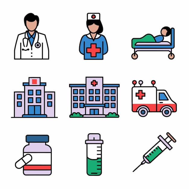Ilustración del conjunto de iconos médicos