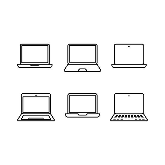 Ilustración de conjunto de iconos de portátil vectorial