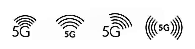 ilustración de conjunto de iconos simples de señal 5g