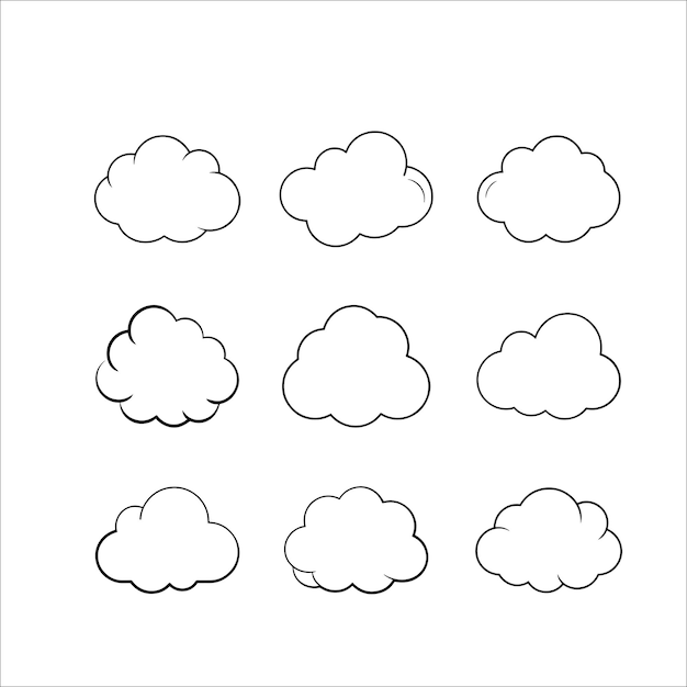 Ilustración del conjunto de iconos del vector de nubes