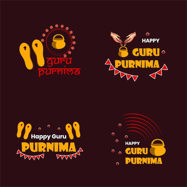 Ilustración del conjunto de insignias Happy Guru Purnima