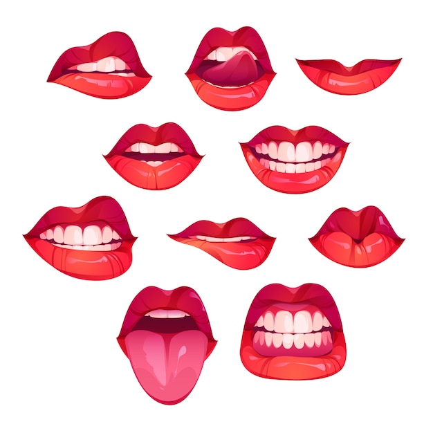 Ilustración de conjunto de labios realistas