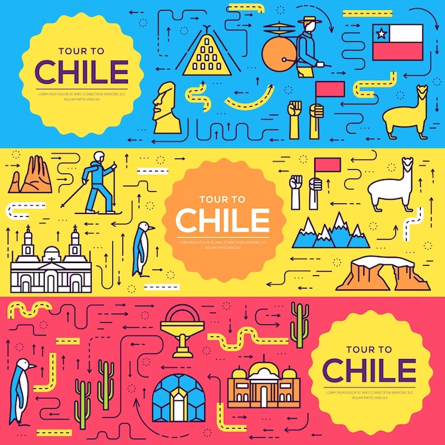 Ilustración de conjunto de línea fina de tarjetas de chile