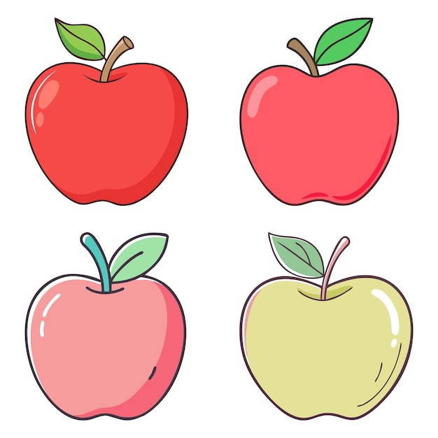 Ilustración del conjunto de logotipos de alimentos vectoriales de manzana para el diseño