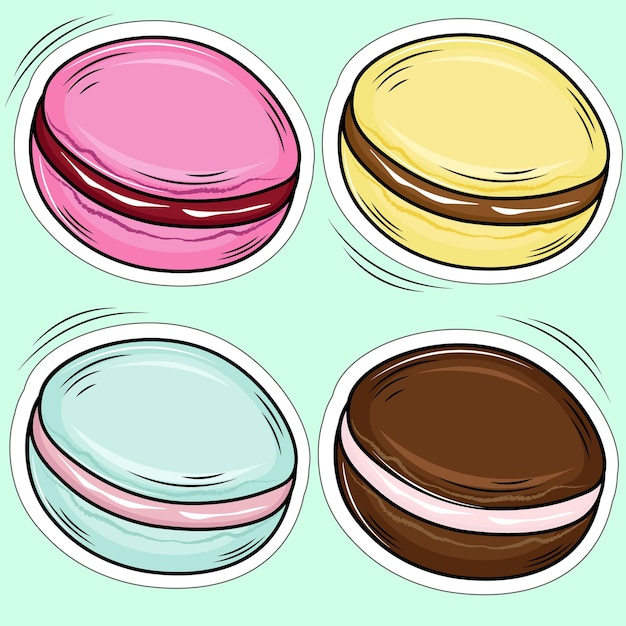 Vector ilustración de un conjunto de macarons