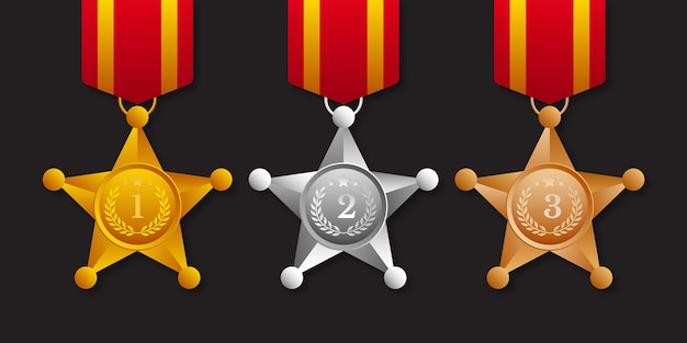 Vector ilustración de conjunto de medallas de estrellas