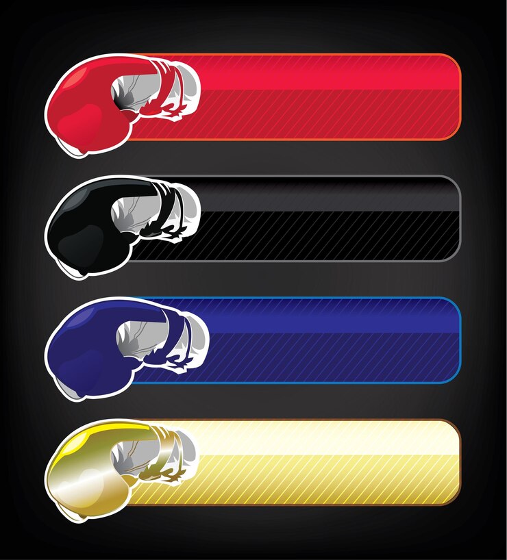 Vector ilustración del conjunto de pancartas de guantes de boxeo