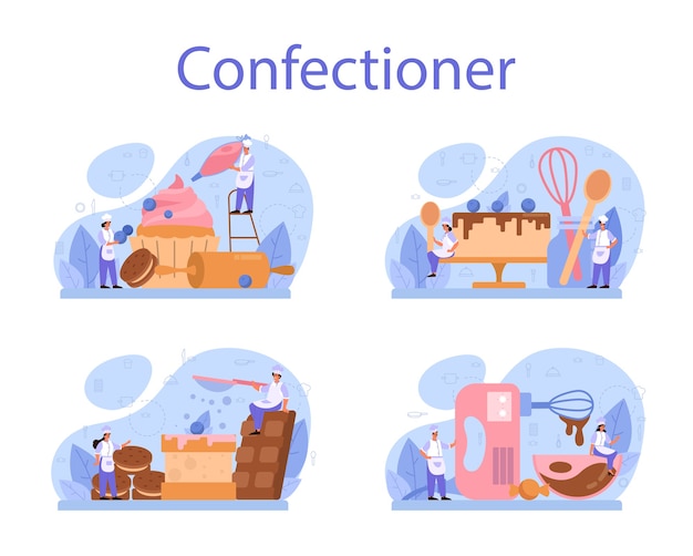 Ilustración de conjunto de pastelería