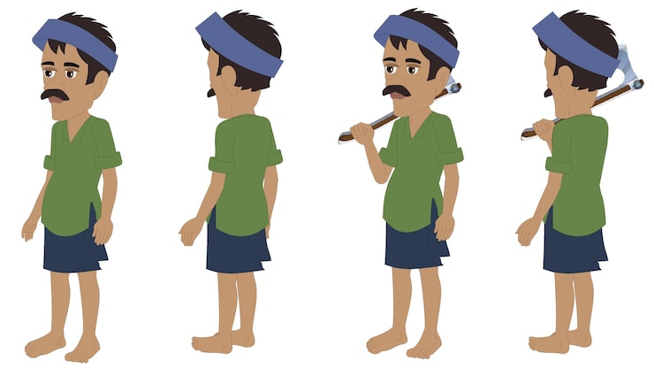 Ilustración de un conjunto de personajes masculinos