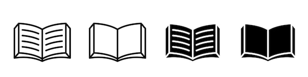 Ilustración de conjunto de pictogramas de icono de libro abierto