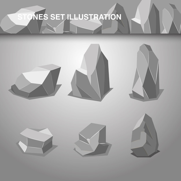 Vector ilustración conjunto de piedras