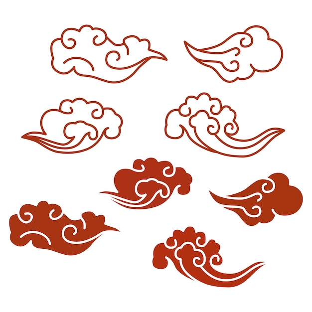 Ilustración del conjunto de recolección de nubes chinas