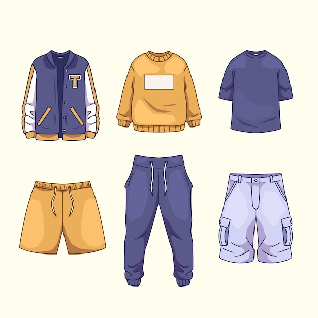 Ilustración de un conjunto de ropa dibujada a mano