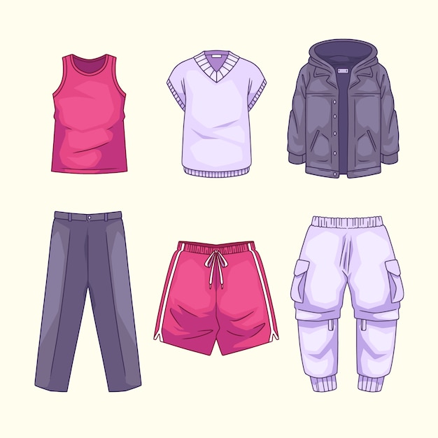 Ilustración de un conjunto de ropa dibujada a mano