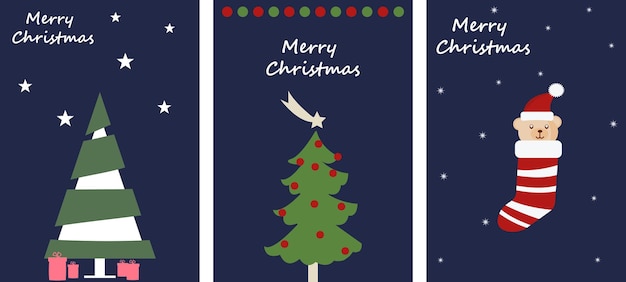 Ilustración Conjunto de tarjetas de Navidad imprimibles Con fondo azul