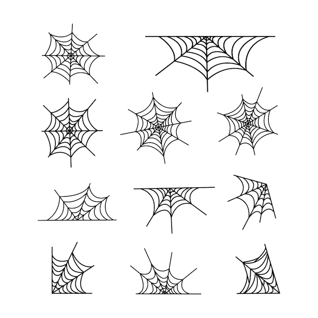 Ilustración de conjunto de telaraña aislado. diseño de decoración de halloween