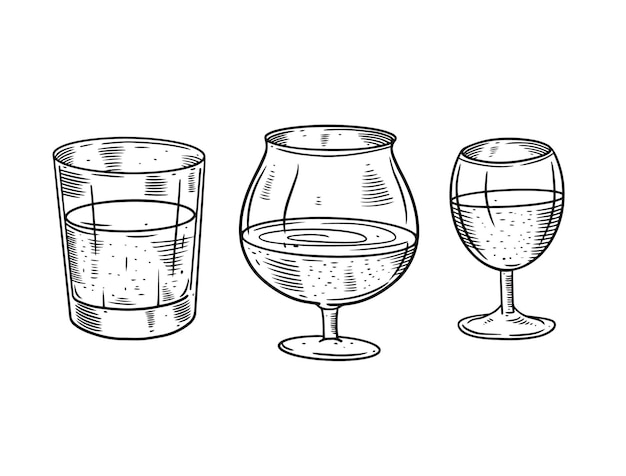 Ilustración de conjunto de vasos de alcohol fuerte