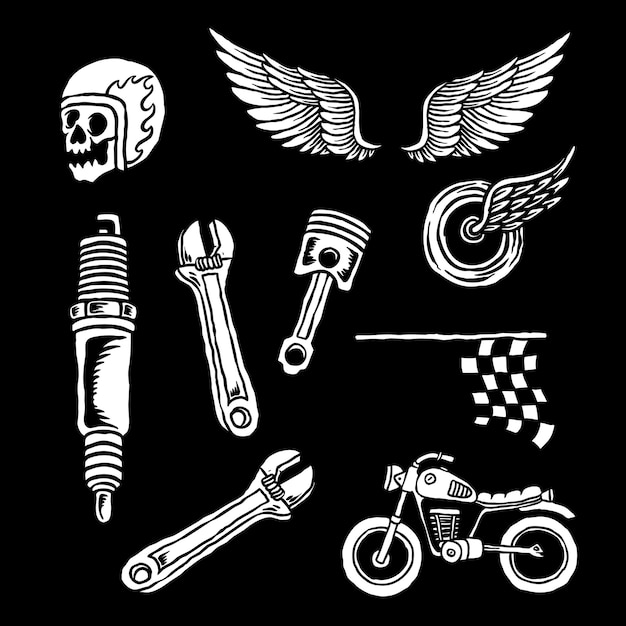 Vector ilustración de conjunto de vector de motocicleta