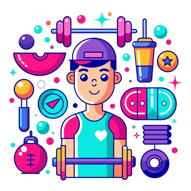 Ilustración del conjunto de vectores de gimnasio