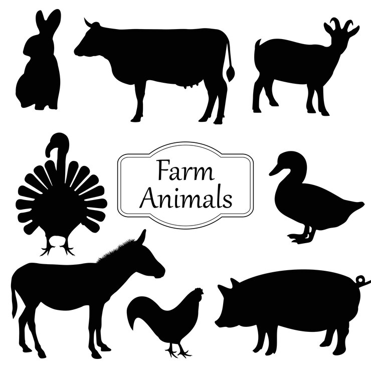 Ilustración del conjunto vectorial de animales de la granja
