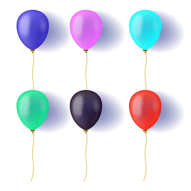 Vector ilustración de un conjunto vectorial de globos en un fondo transparente brillante