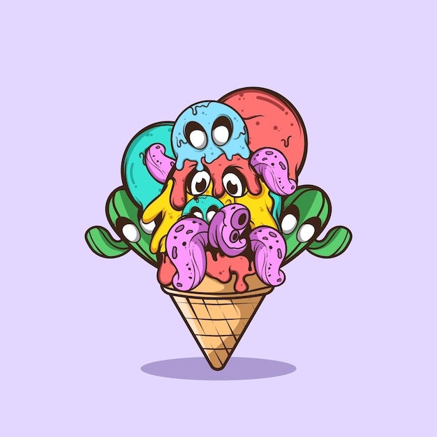 ILUSTRACIÓN DE CONO DE HELADO DOODLE MONSTER