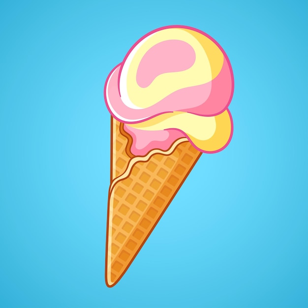 Ilustración de cono de helado Ilustración de vector dibujado a mano