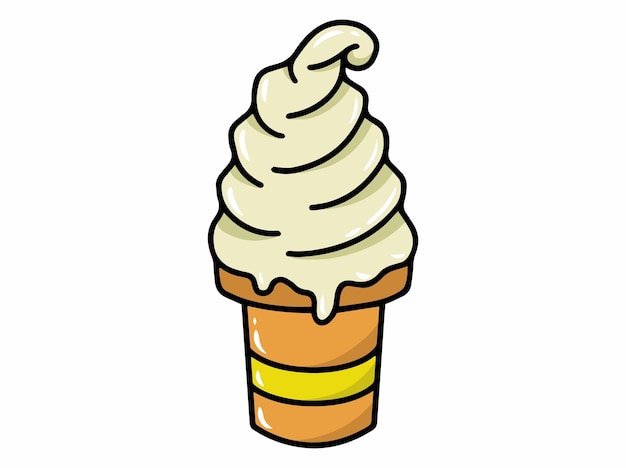 Ilustración de cono de helado de vainilla