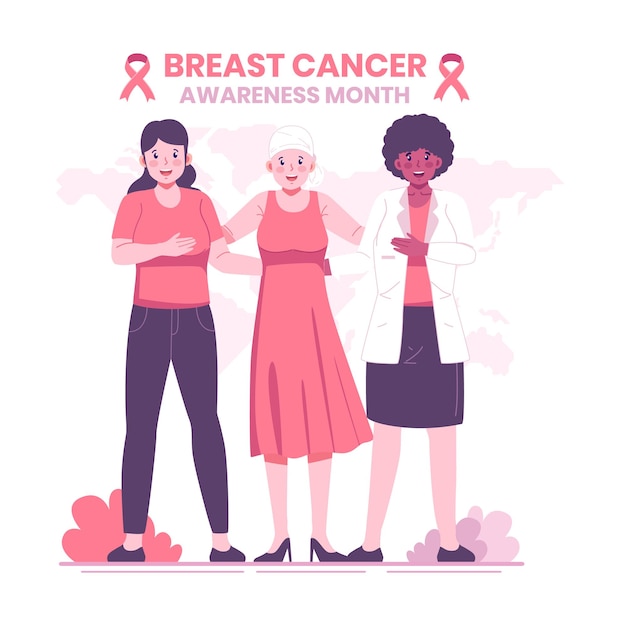 Vector ilustración consciente del cáncer de mama