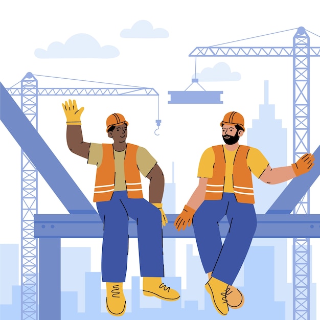 Ilustración de construcción de un edificio dibujada a mano