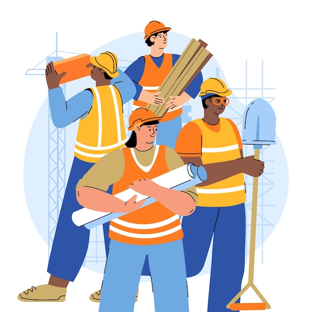 Ilustración de construcción de un edificio dibujada a mano