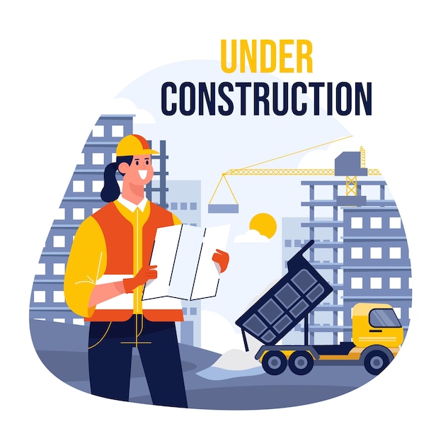 Ilustración de la construcción de un edificio plano