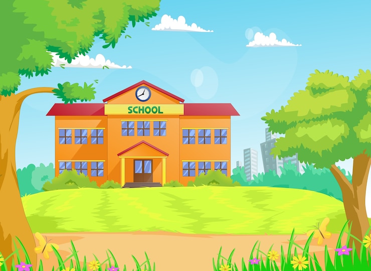 Vector ilustración de la construcción de escuelas
