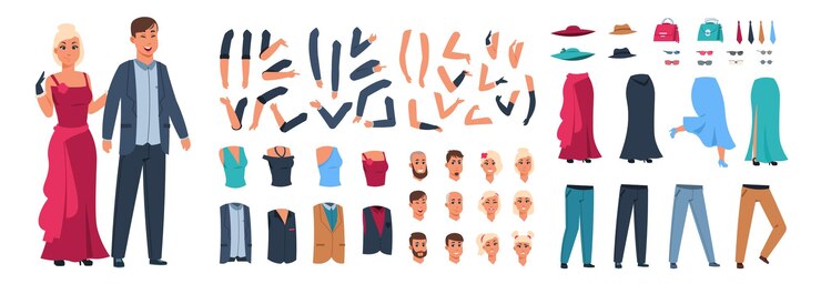 Vector ilustración de constructor de personajes