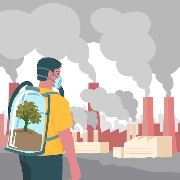 Ilustración de contaminación ambiental dibujada a mano