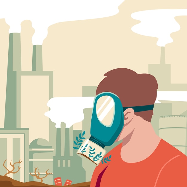 Vector ilustración de contaminación ambiental dibujada a mano