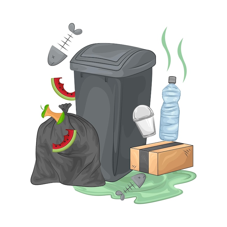 Vector ilustración de un contenedor de basura