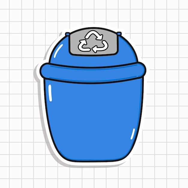 Ilustración de contenedor de reciclaje de dibujos animados de colores diseñada para niños para promover la conciencia ambiental y