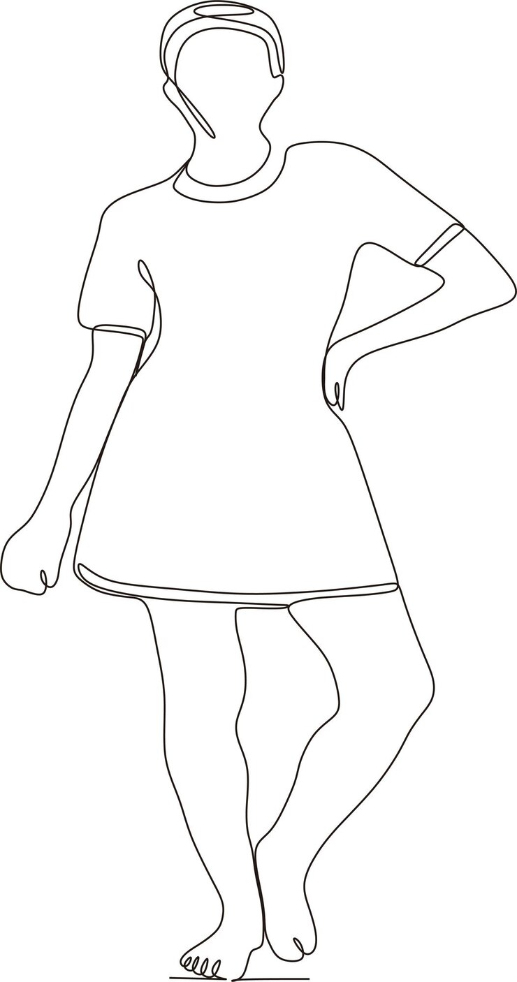 Vector ilustración continua de una mujer elegante con un traje de baño