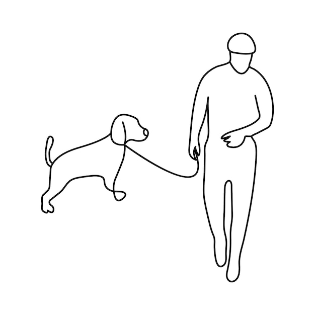 Ilustración continua de un vector de arte de perro de una línea